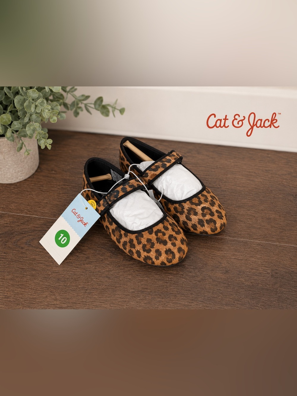 Cat & Jack Leopard Print Mary Jane Flats Girls Size 10 NWT